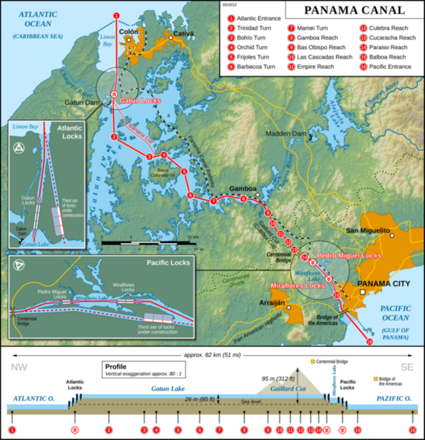 Panamakanalen Kort Panamakanalen   undervisningsmateriale til geografi Panamakanalen Kort