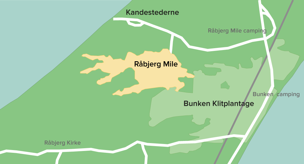 Kort Over RåBjerg Mile Råbjerg Mile   Undervisningsmateriale til geografi Kort Over RåBjerg Mile